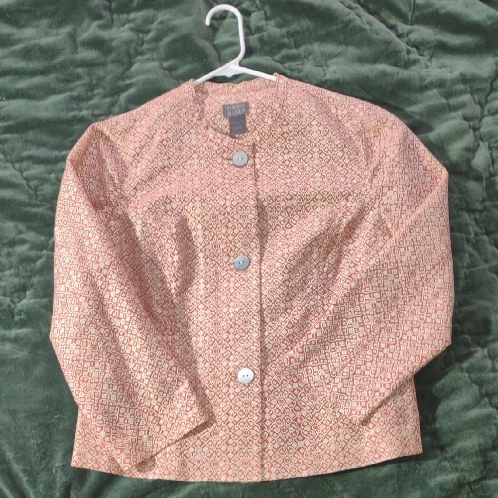 Sigrid Olsen Salmon Pink Patterned Blazer